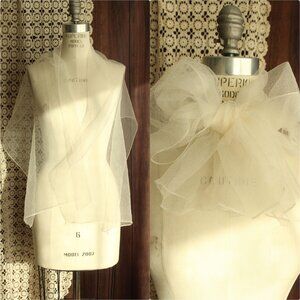 Vintage 1960s Scarf, Winter White Rectangular Hair Tie
